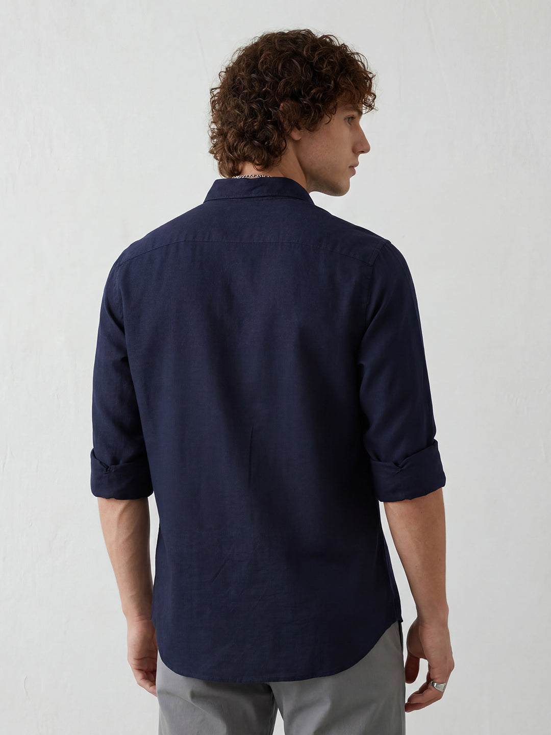 Solid Slim Fit Full Sleeve Shirt | Navy Blue