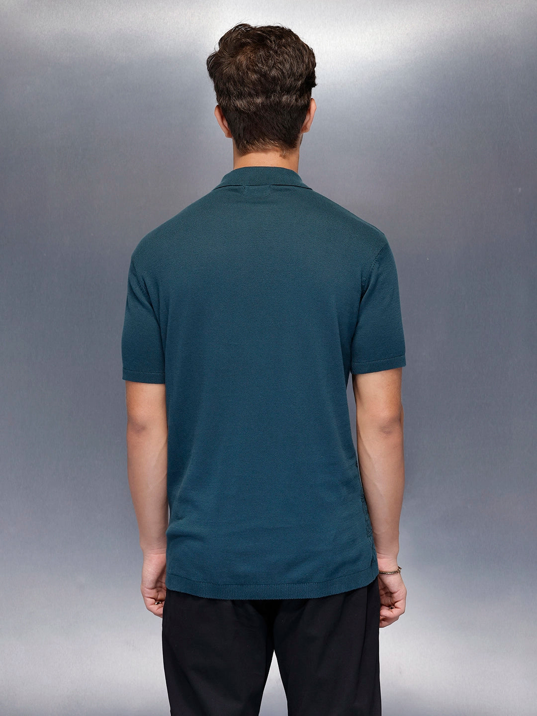 Men’s textured jacquard polo Tshirt | Teal