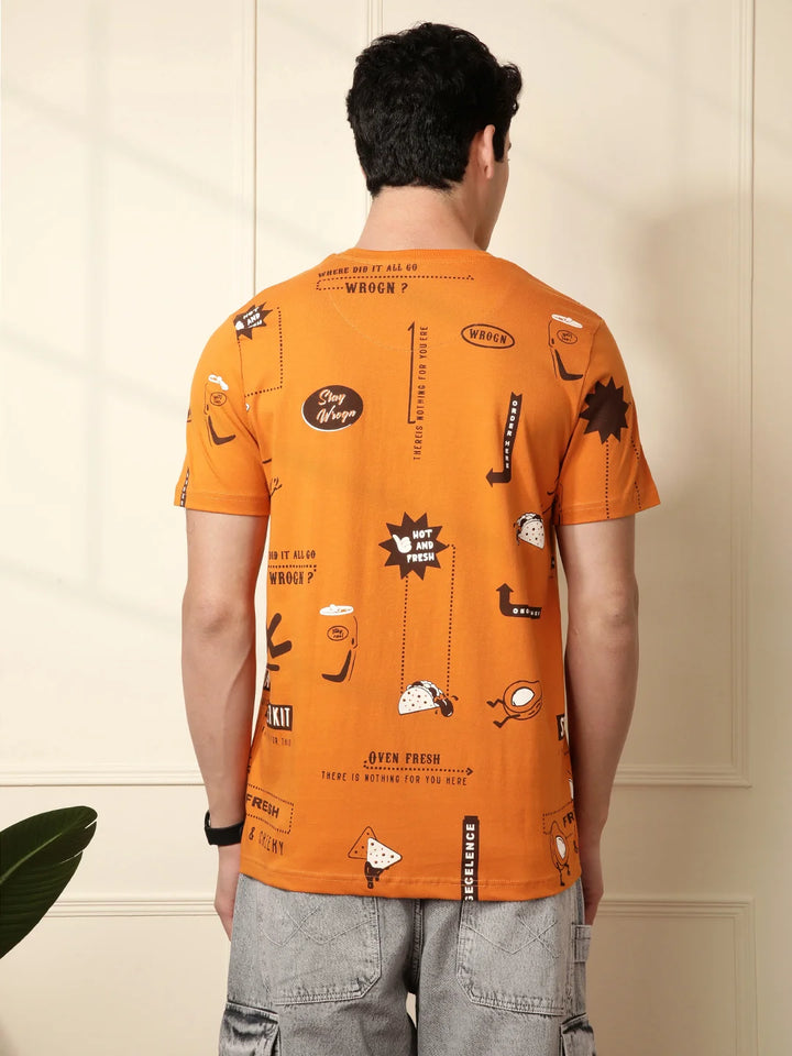 Wrogn Order AOP Orange T-Shirt