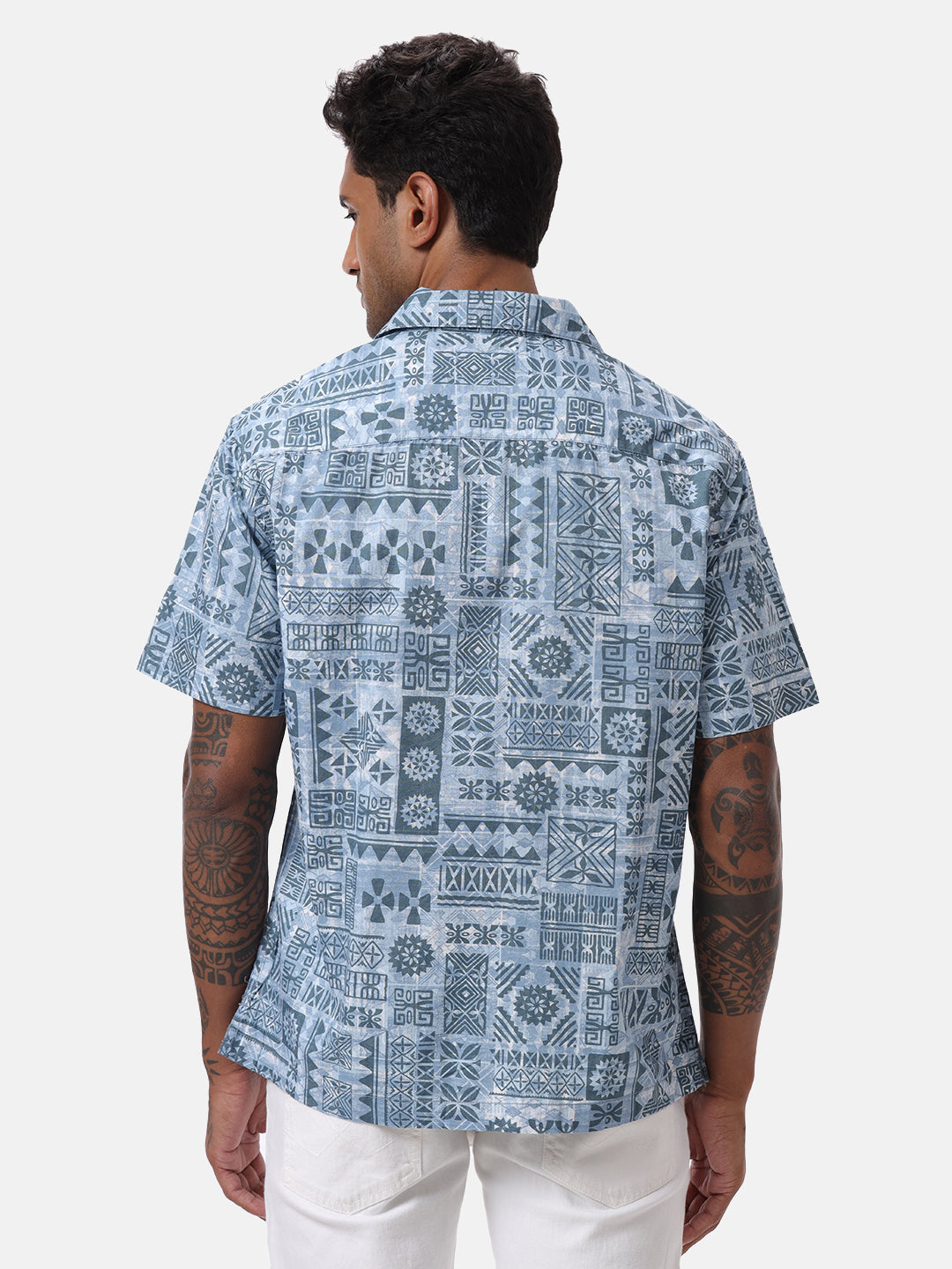 Abstract Blue AOP Spoyl Shirt