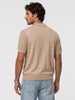 Classic Oversized Flatknit Polo T-Shirt | Brown