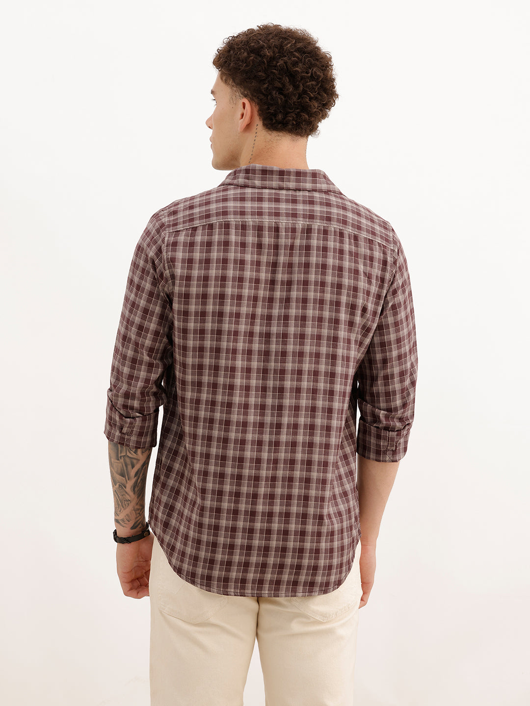 Regular Fit Full Sleeve Checkered Shirt | Brown | WWSH9165F