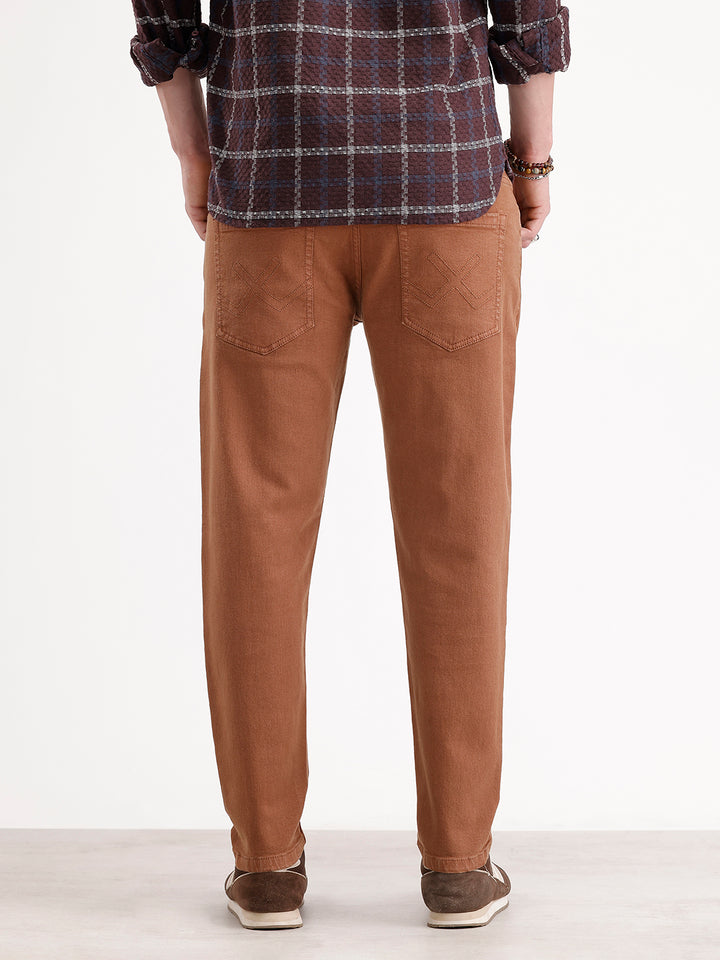 Solid Skinny Crop Denim Jeans | Brown