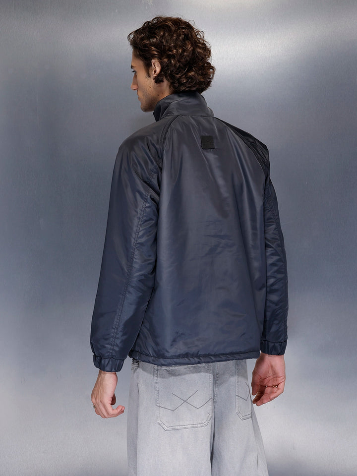 Men’s classic navy high-neck bomber | Navy Blue