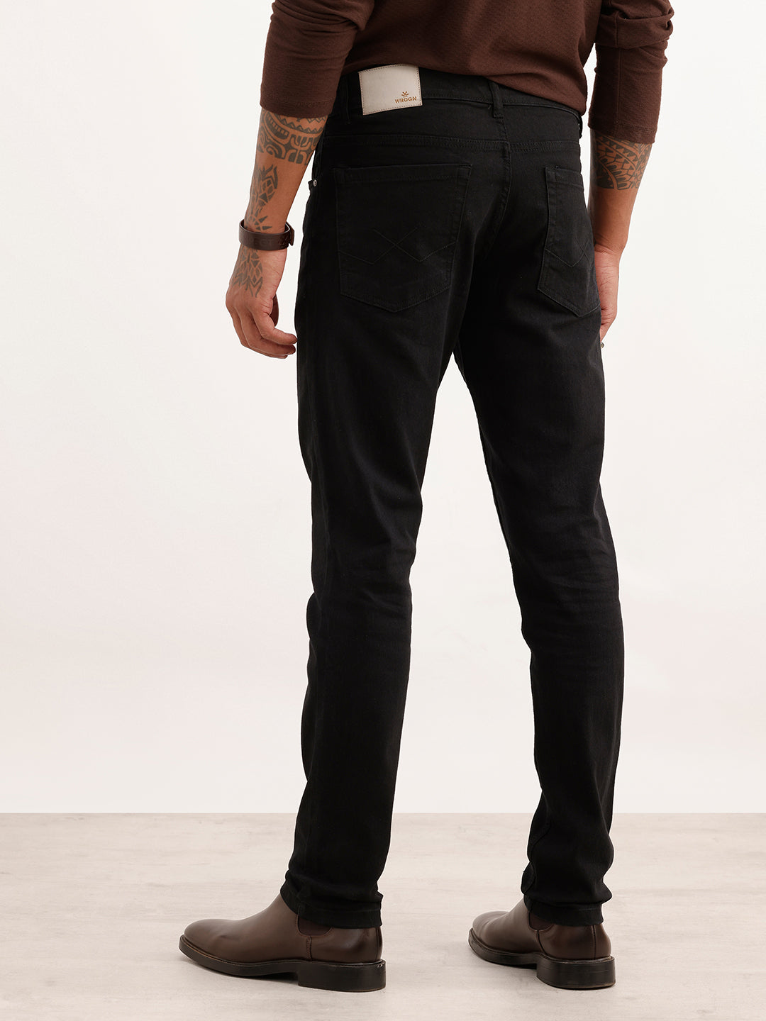 Solid Slim Fit Denim Jeans | Black | WUJN2857MF
