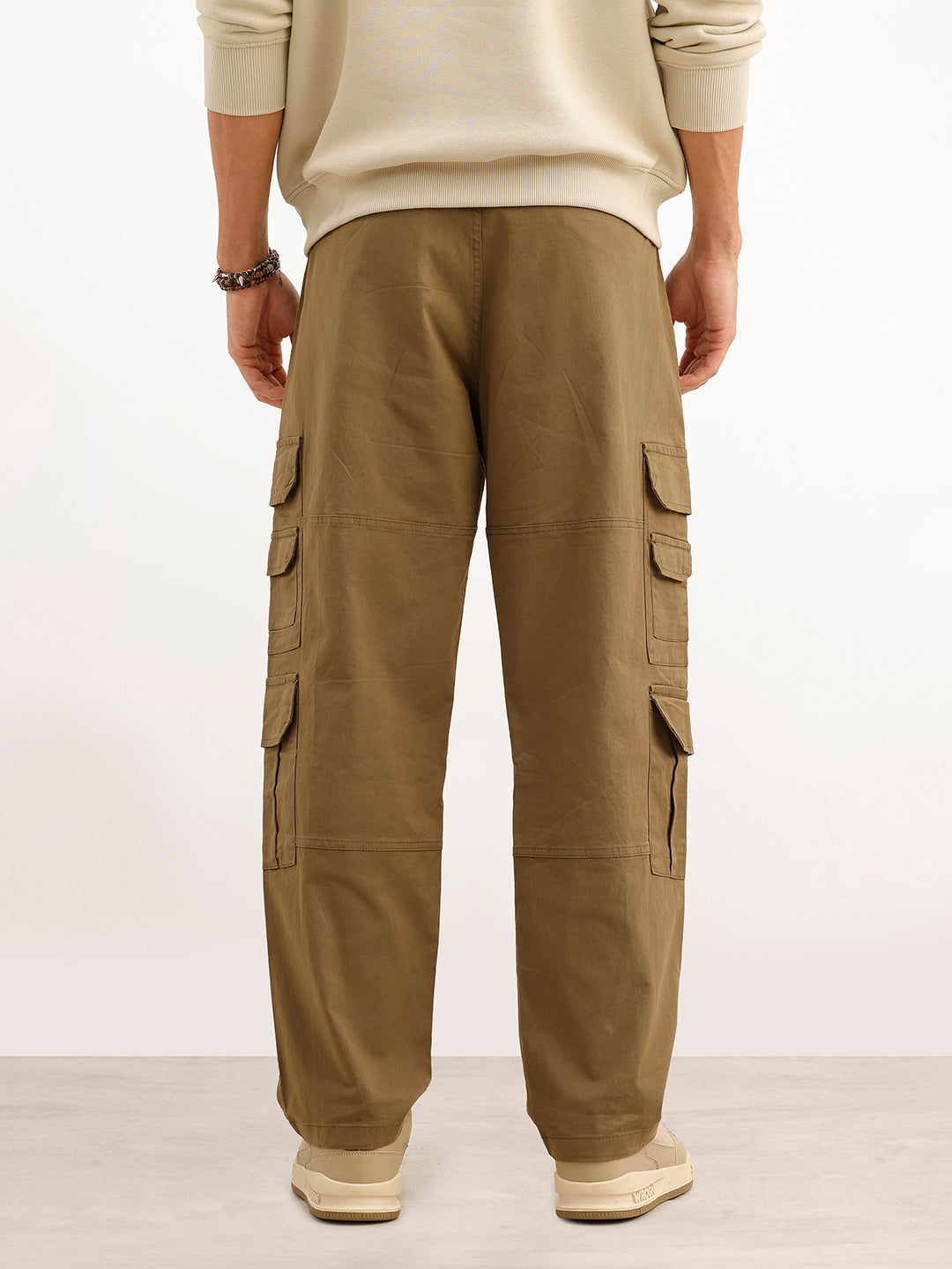 Solid Loose Fit Cargo Trouser | Olive | WTR0100LS5118W