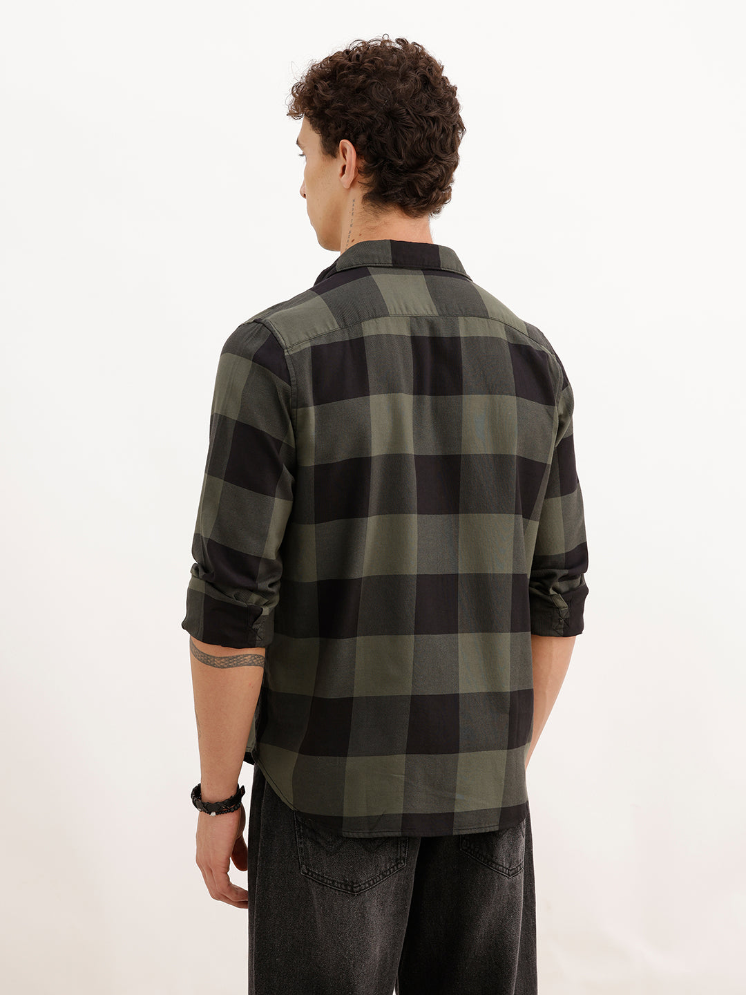 Regular Fit Full Sleeve Checkered Shirt | Green