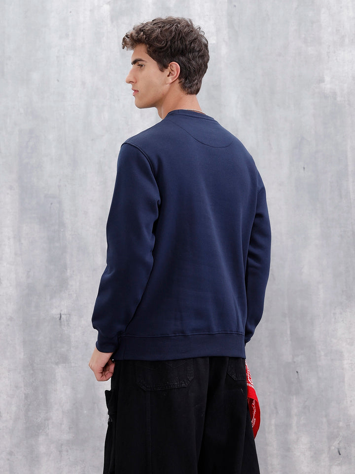 Men's Casual Branded Comfort Fit Sweatshirt  | Navy Blue