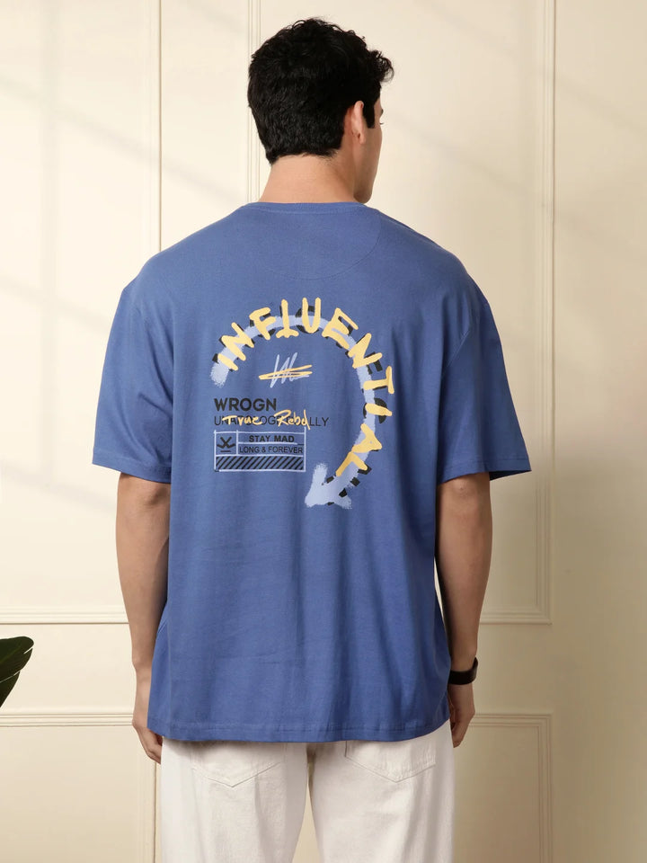 Influential Printed Blue Oversized T-Shirt