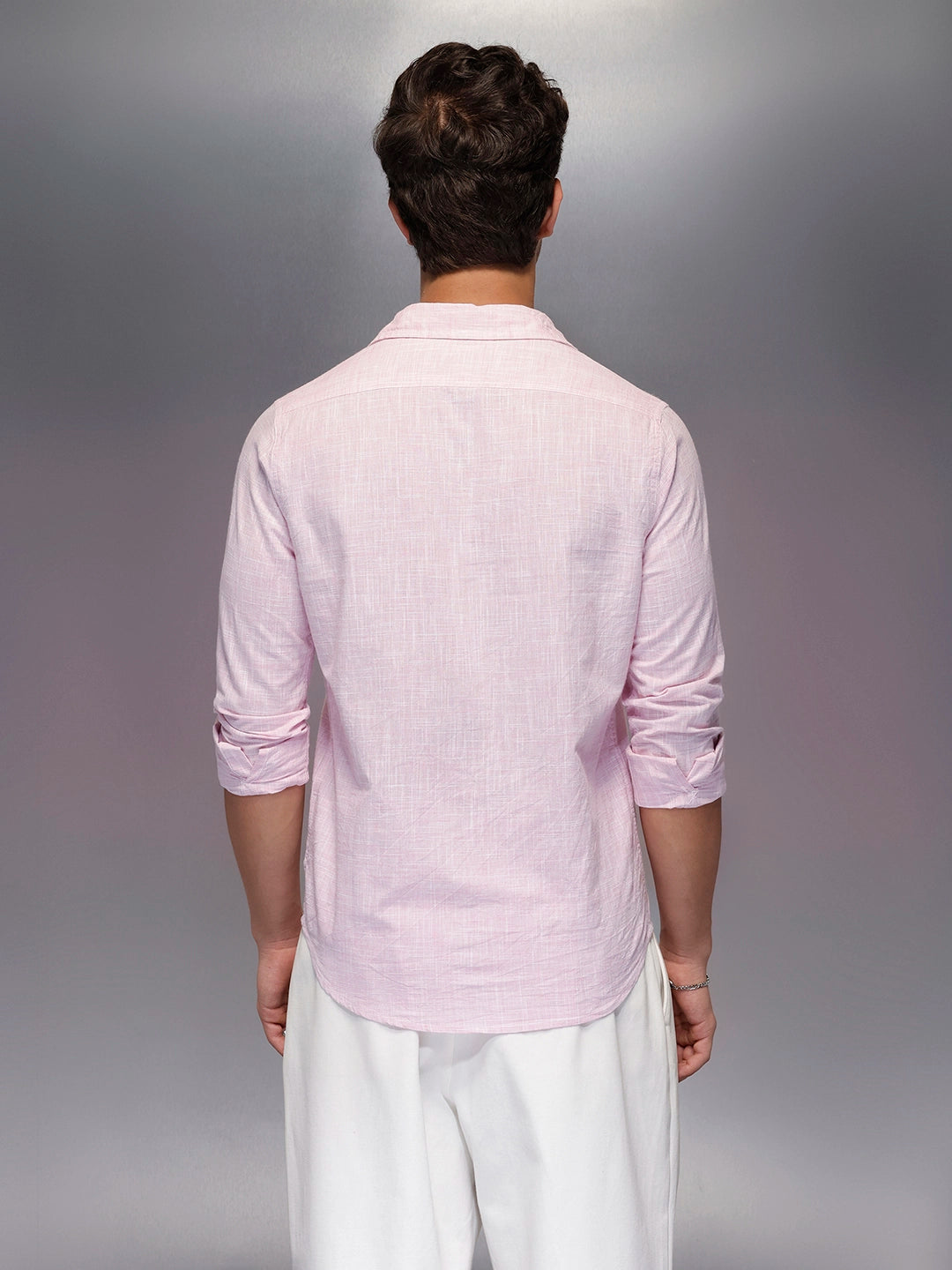 Solid Linen Blend Shirt   |  Pink