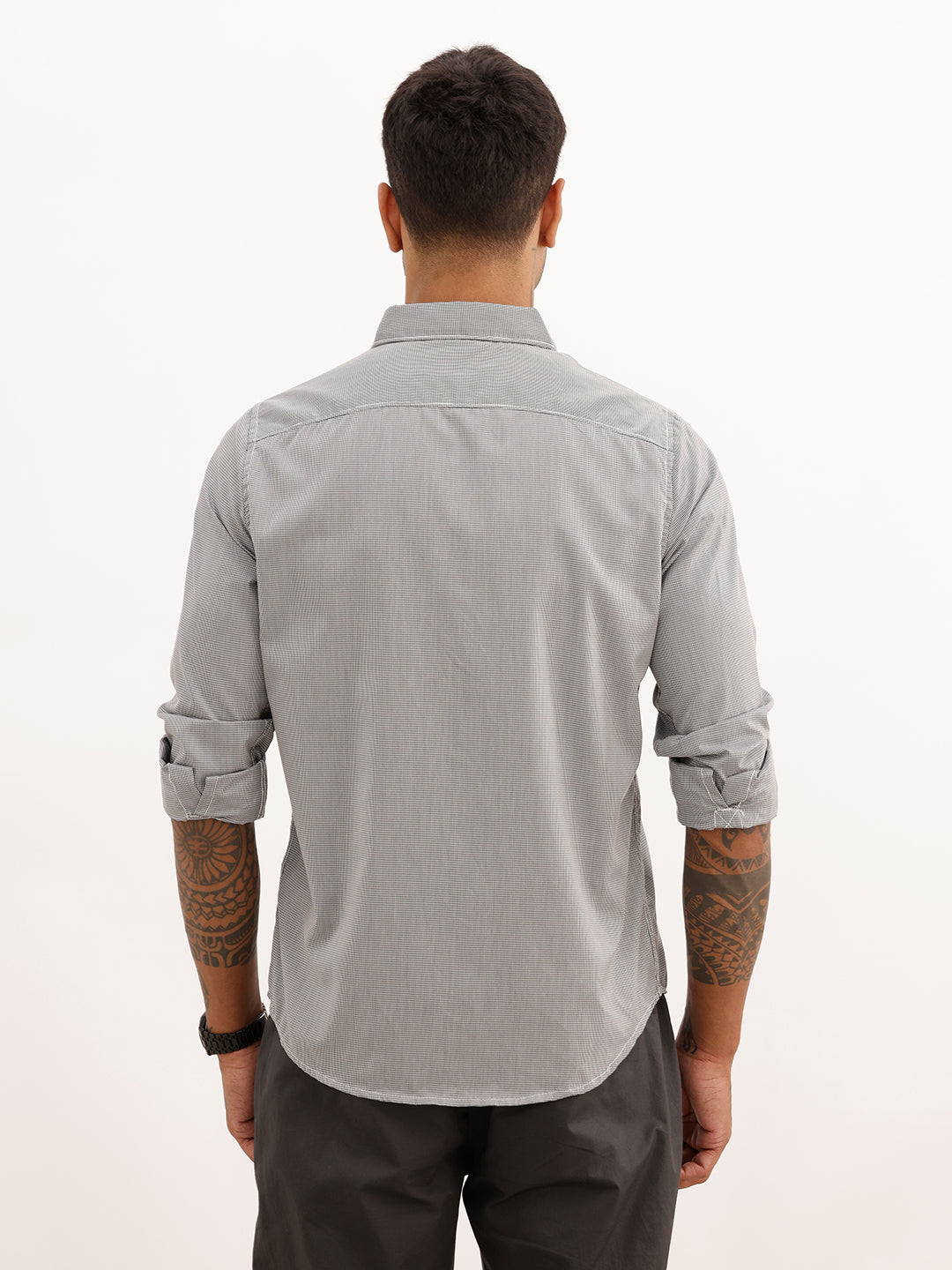 Regular Fit Checkered Full Sleeve Shirt | Grey | WWSH9194F