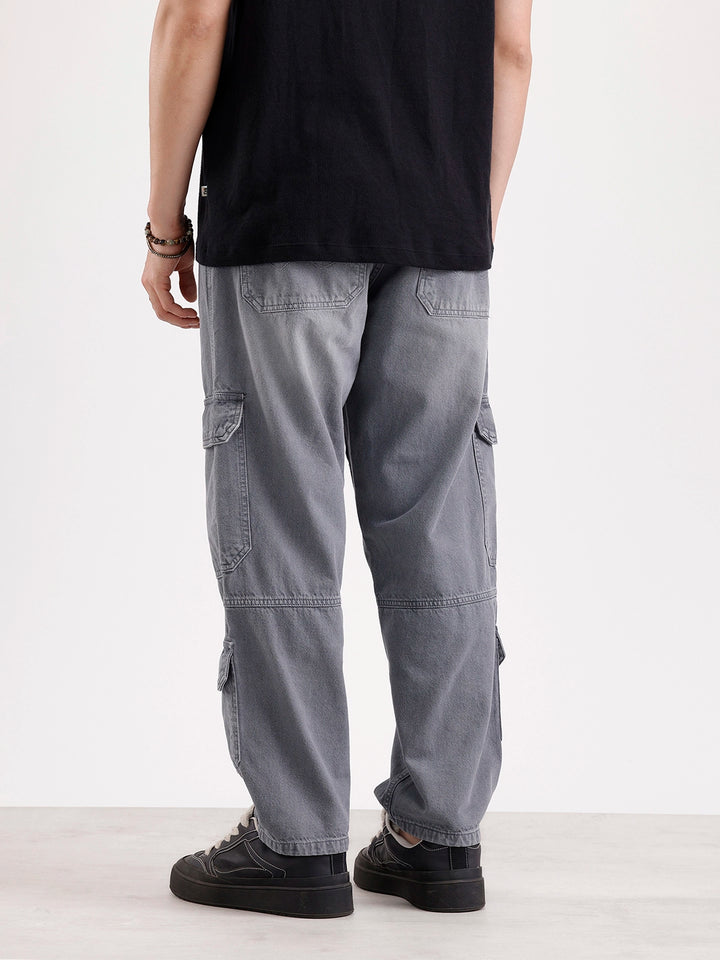Classic Loose Fit Denim Cargo   |  Grey