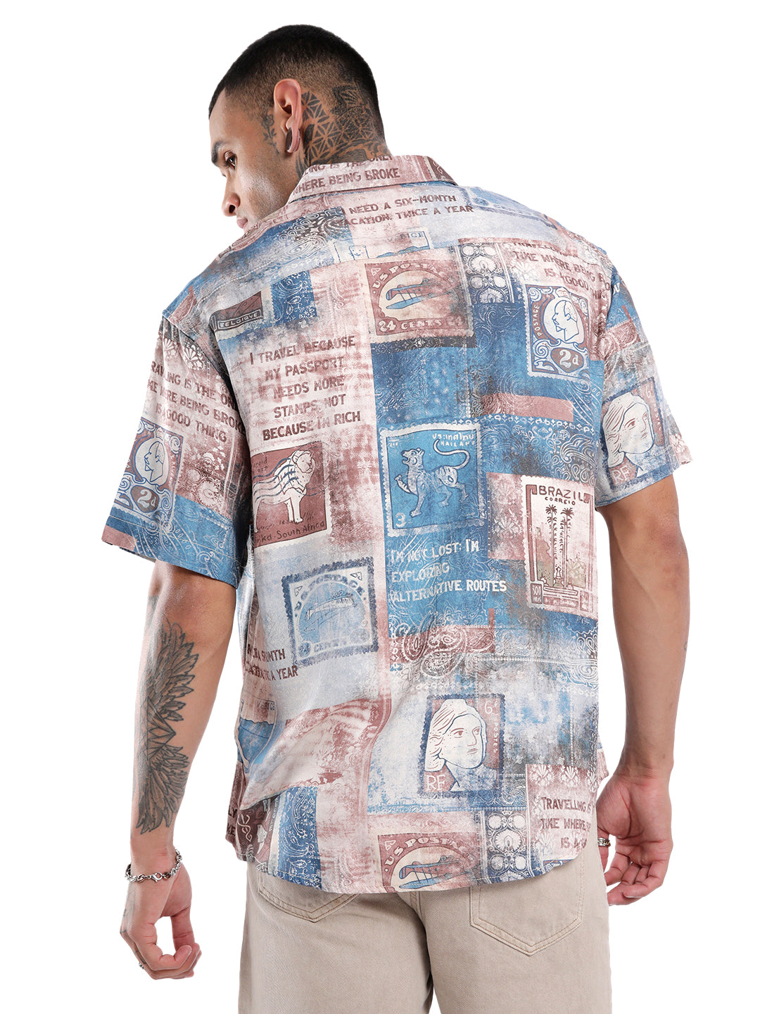 Abstract Printed Viscose Shirt