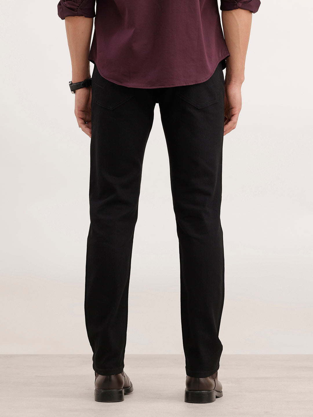 Slim Fit Solid Denim Jeans  | Black
