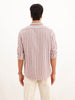 Classic Slim Fit Twill Striped Shirt | Wine