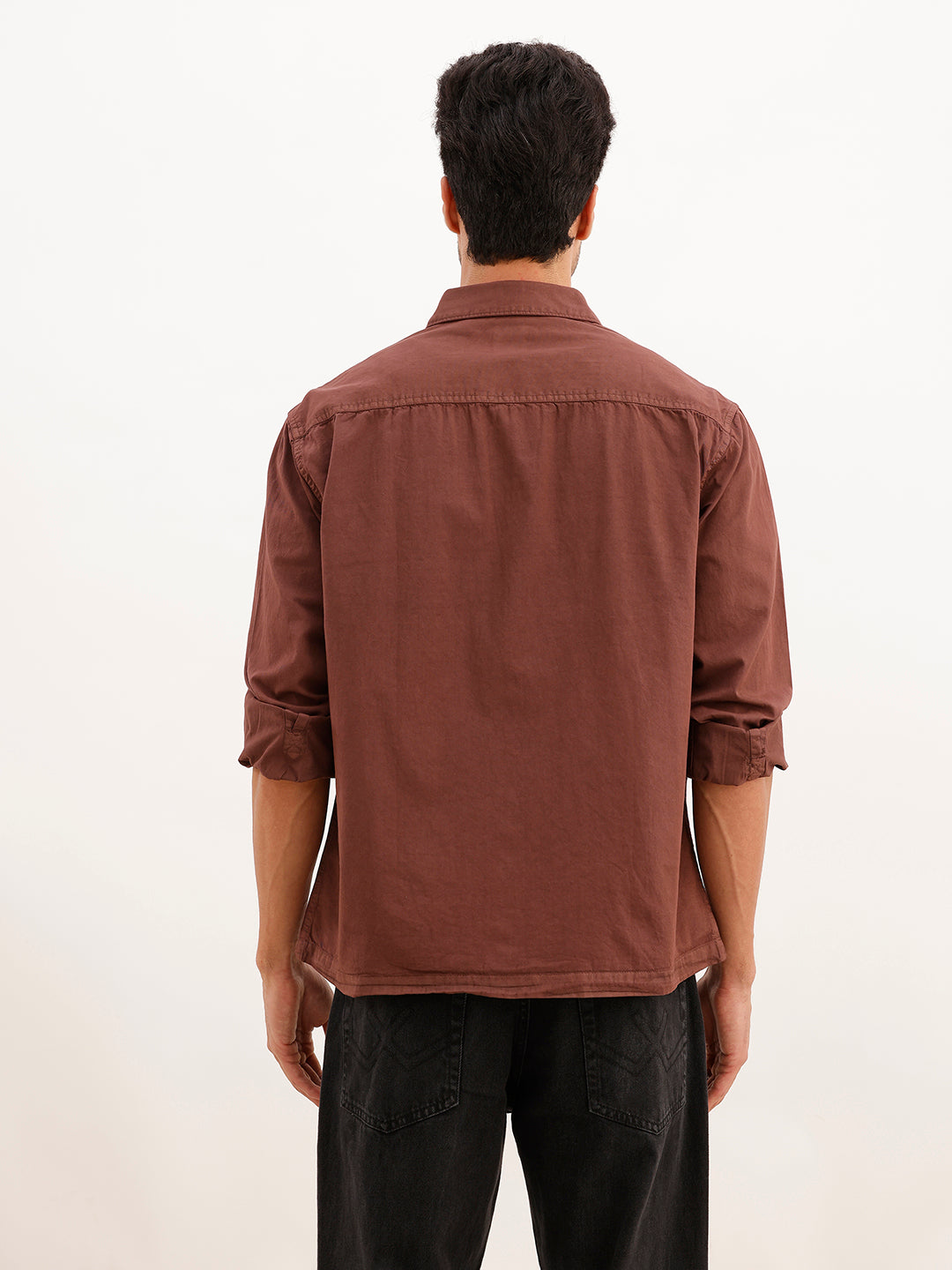 Comfort Fit Double Pocket Overdyed Shirt | Brown