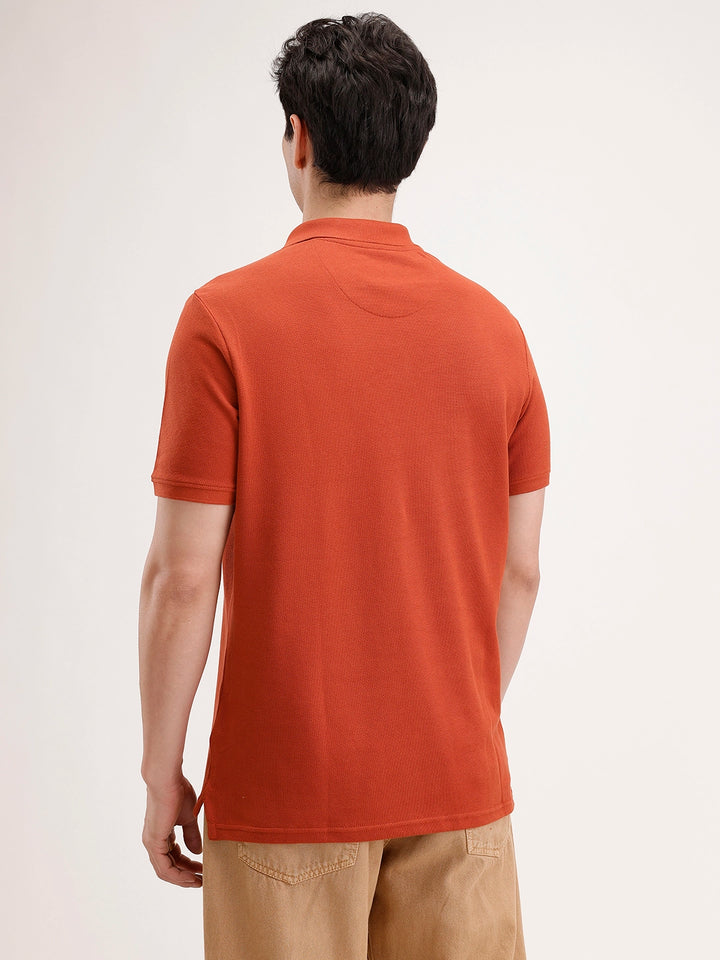 Solid Slim Fit Polo T-Shirt | Rust