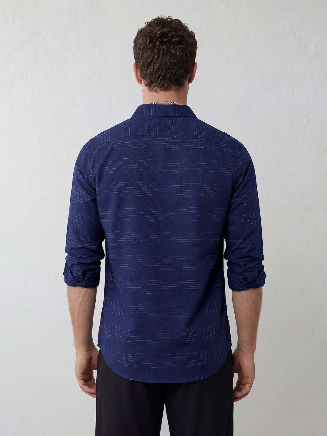 Men's casual slim fit abstract pattern shirt | Navy Blue