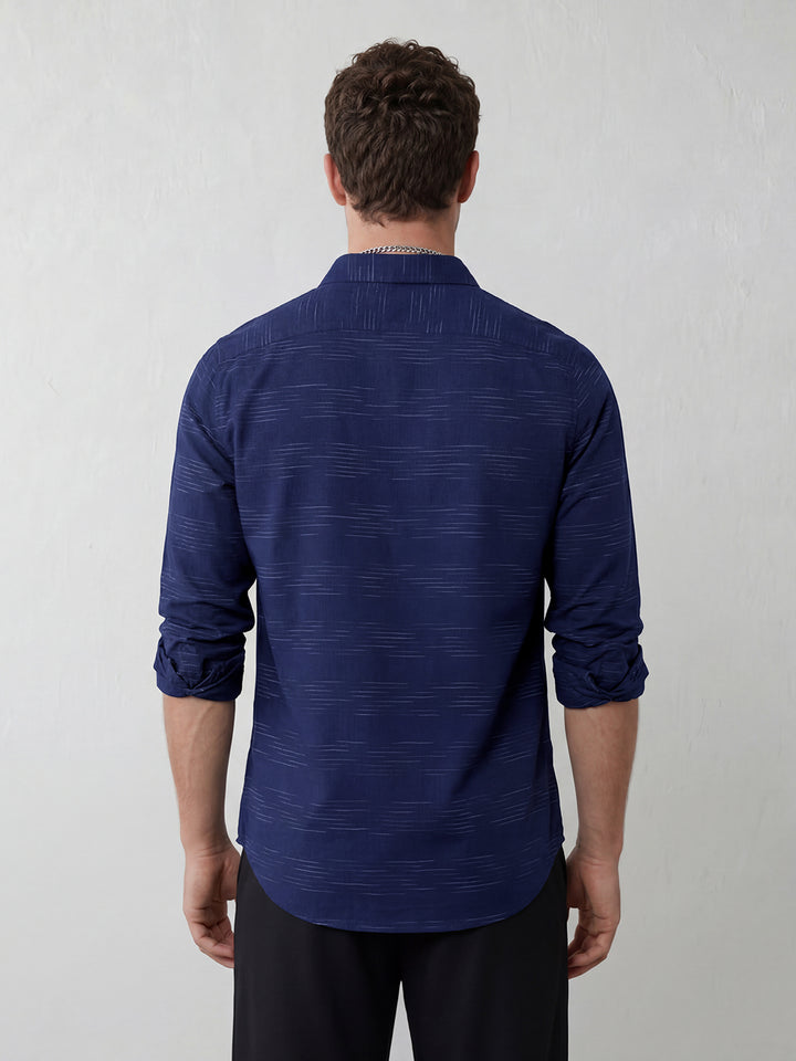 Men's casual slim fit abstract pattern shirt | Navy Blue