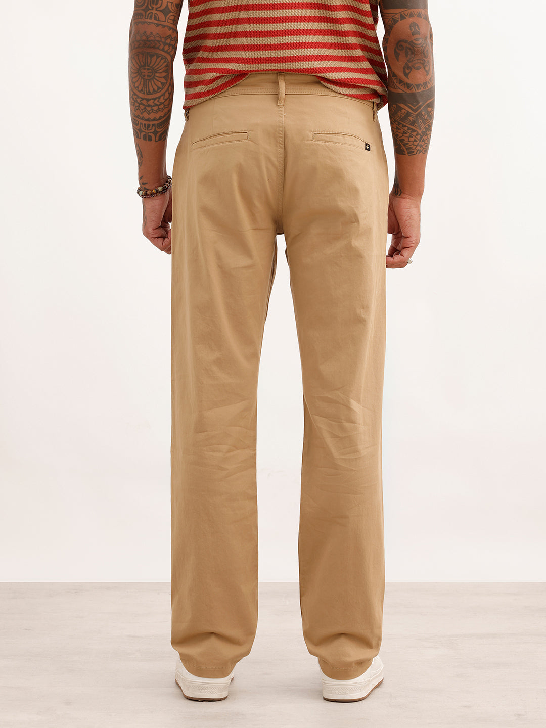 Solid Straight Fit Pleated Trouser | Khaki