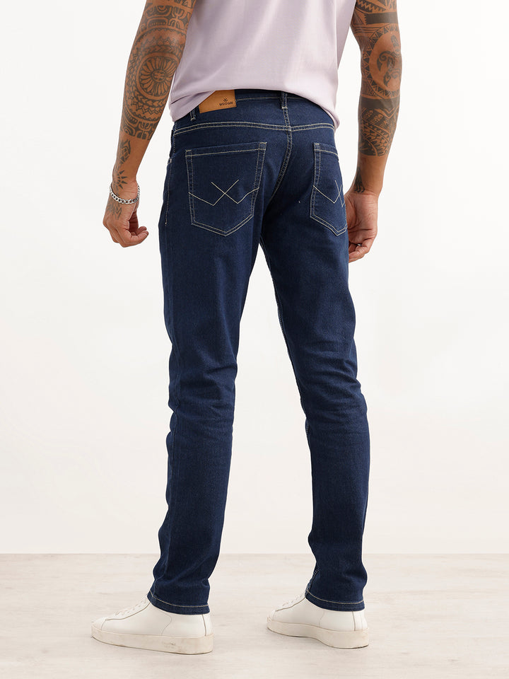 Solid Slim Fit Denim Jeans | Dark Blue