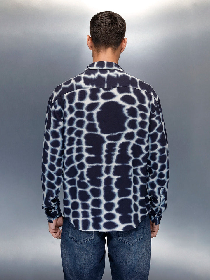 Wrogn Abstract Printed Oversized Fit Shirt | Blue