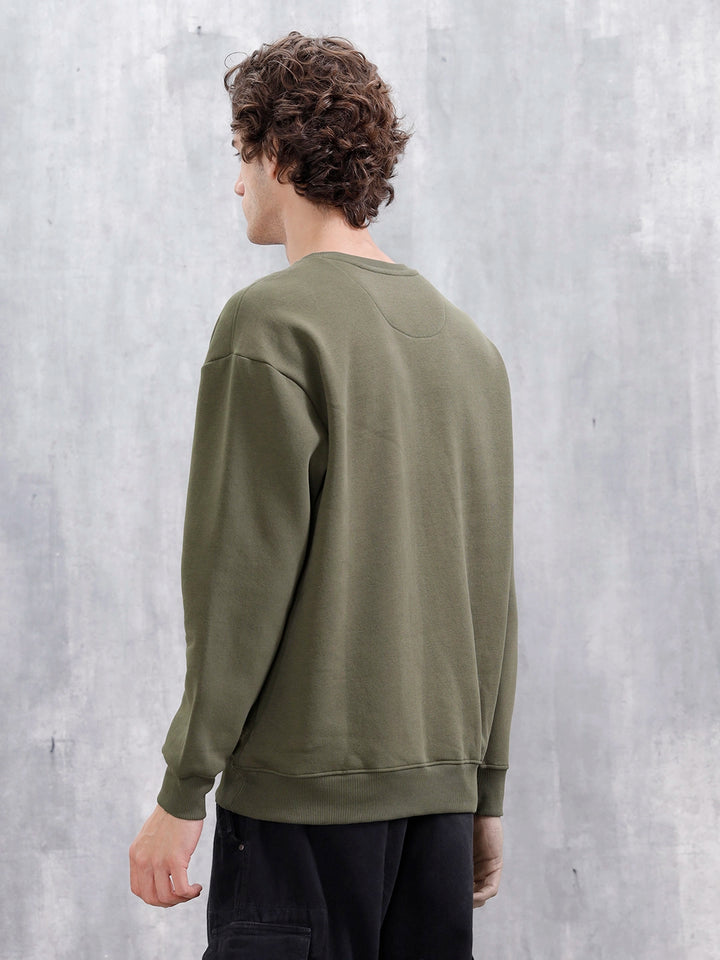 Utility Pocket Detail Casual Sweatshirt | Olive