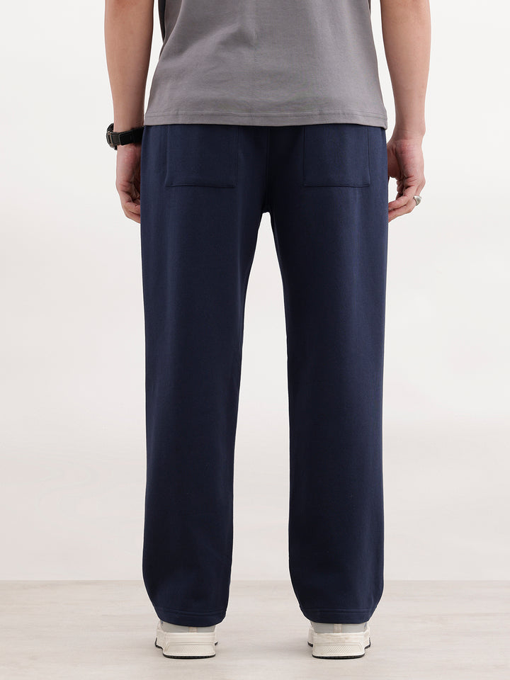 Solid Relaxed Fit Knitted Jogger | Navy Blue