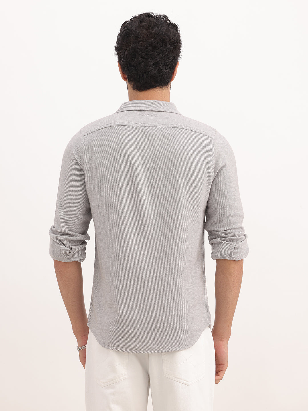 Slim Fit Double Pocket Full Sleeve Shirt | Grey