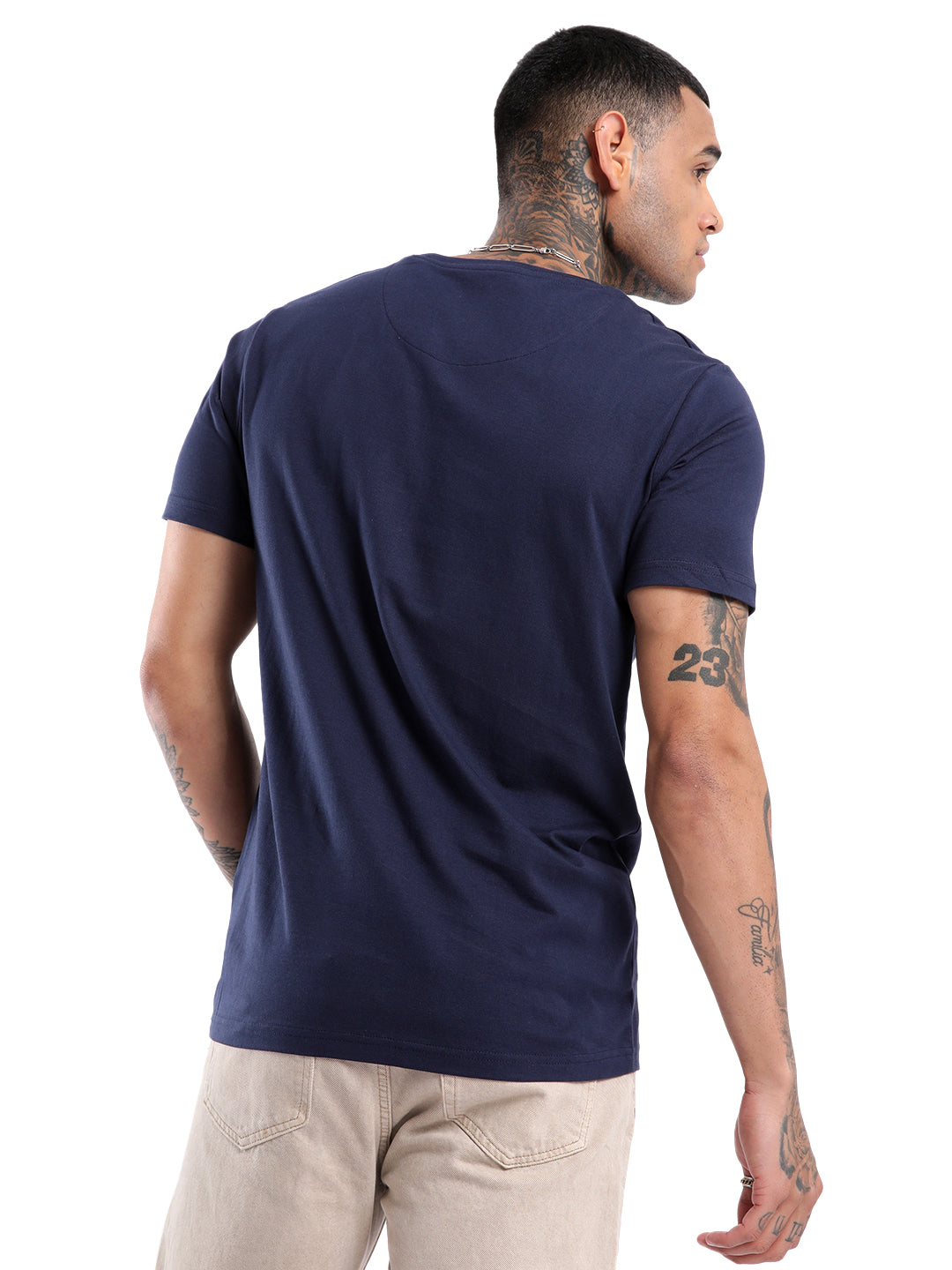 Slow Living Printed Navy T-Shirt