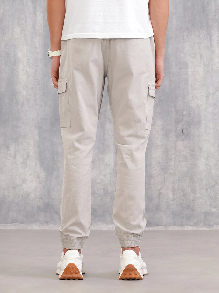 Cotton Stretch Twill Cargo Jogger I Light Grey