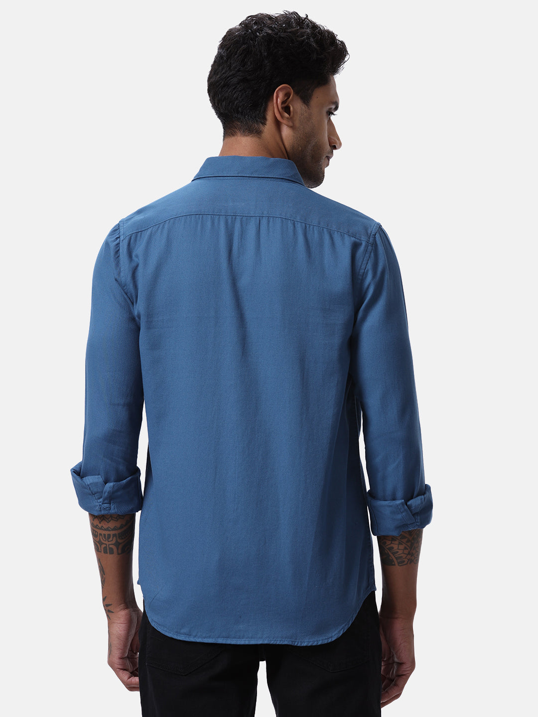 Solid Blue Casual Shirt