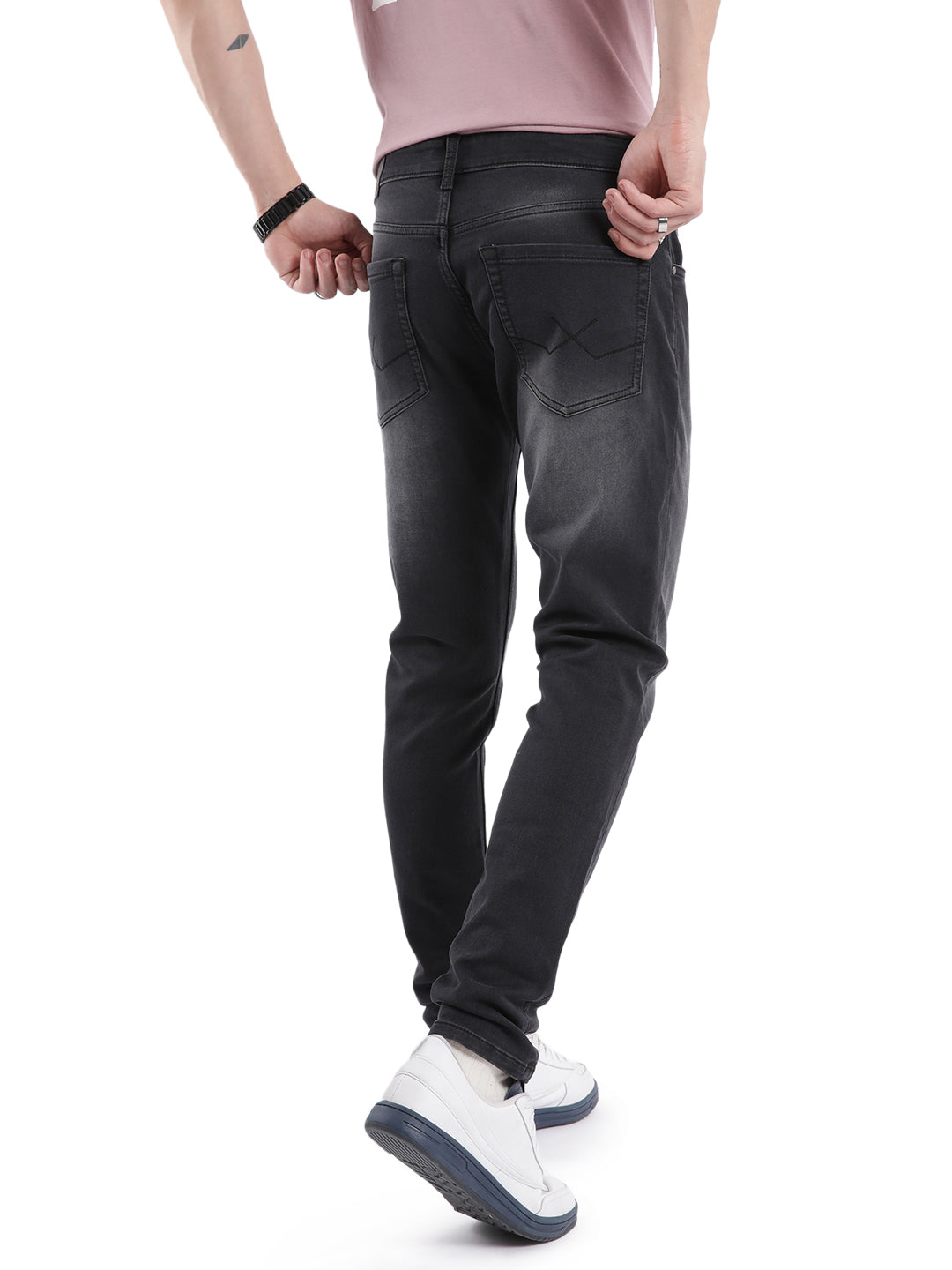 Tapered Charcoal Washed Jeans