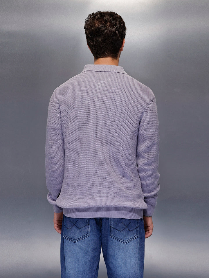 Solid Knitted Sweater   |  Purple