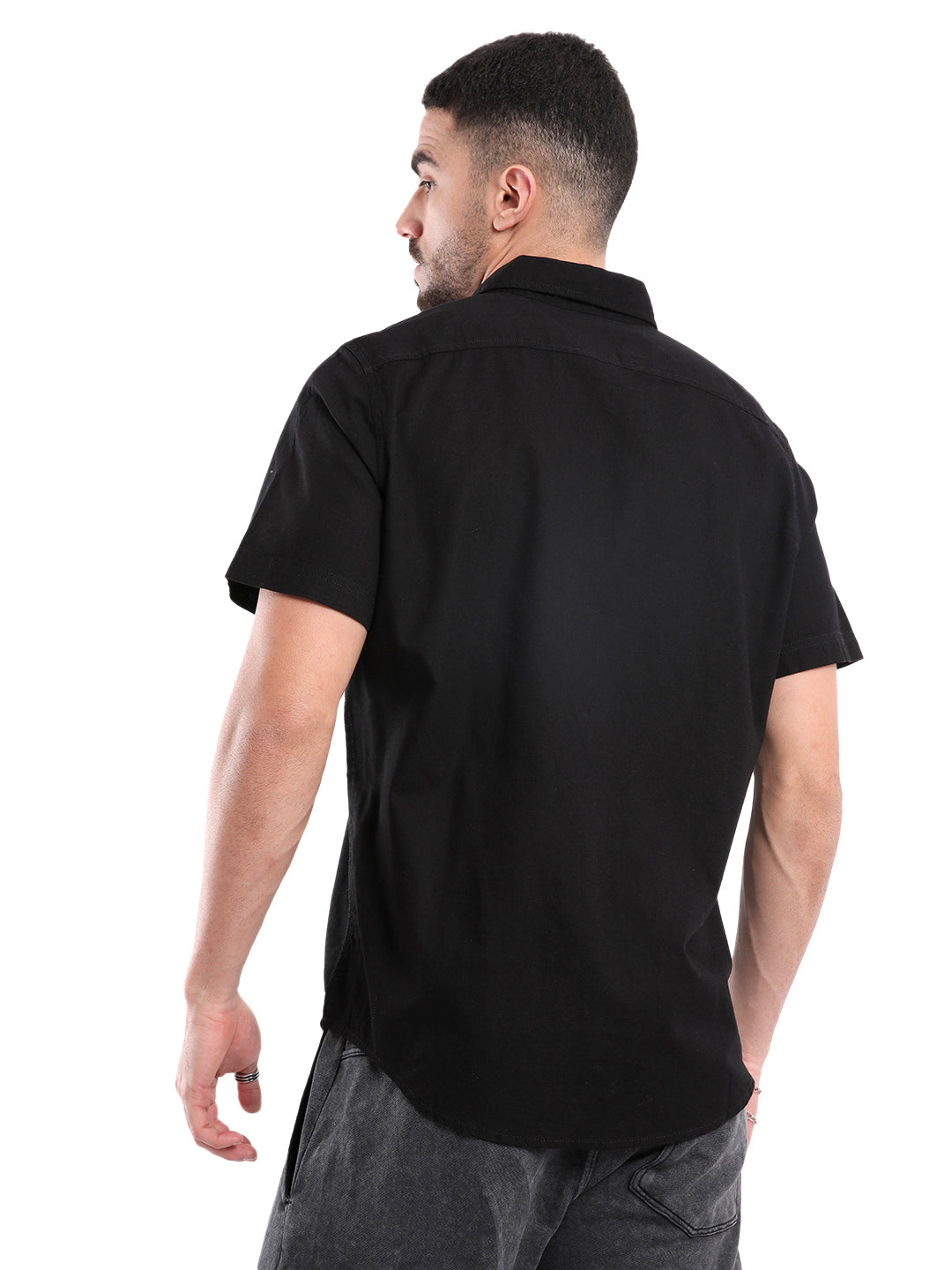 Short Sleeve Solid Black Shirt