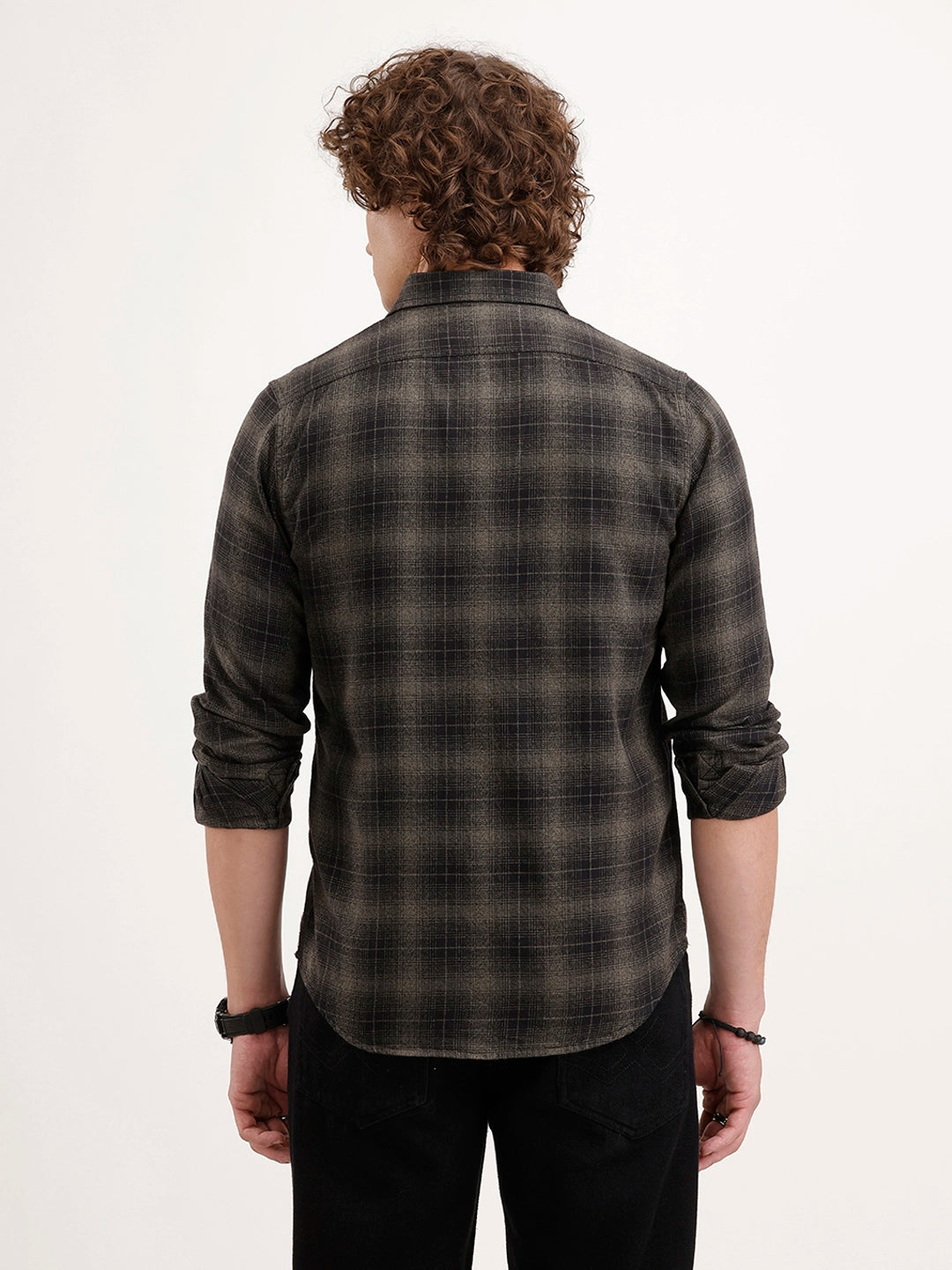 Slim Fit Checkered Shirt | Black