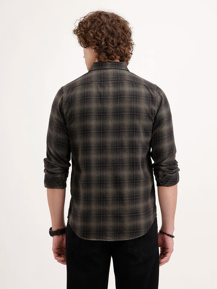 Slim Fit Checkered Shirt | Black