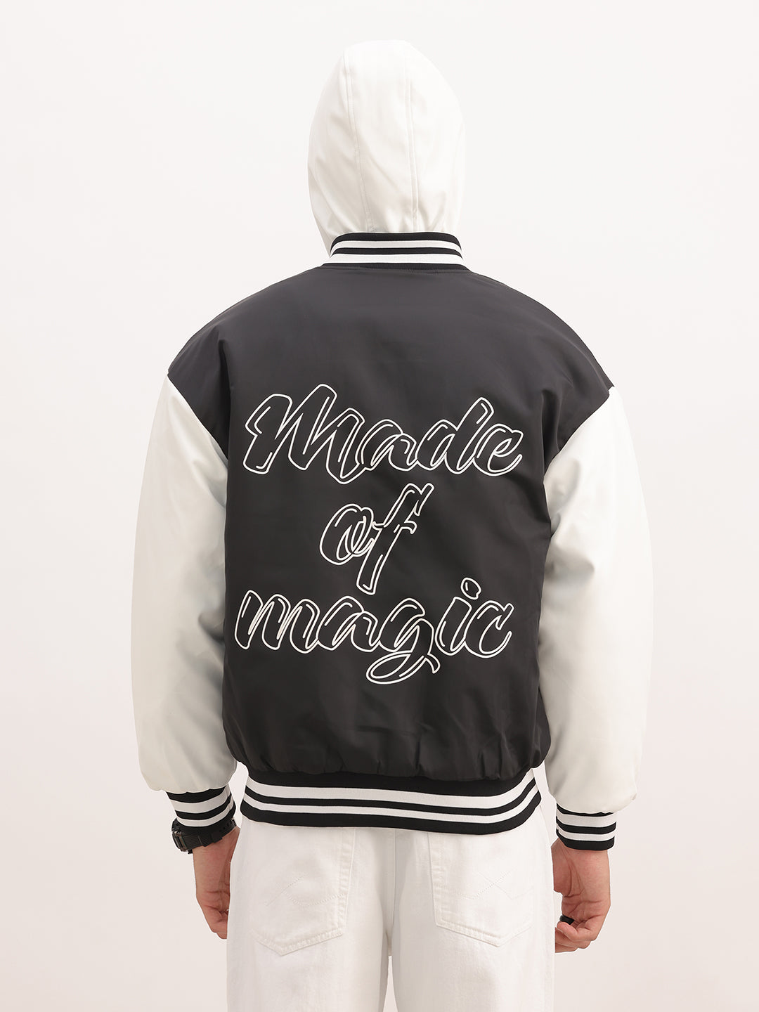 Classic Relaxed Fit Hooded Bomber Jacket | Black