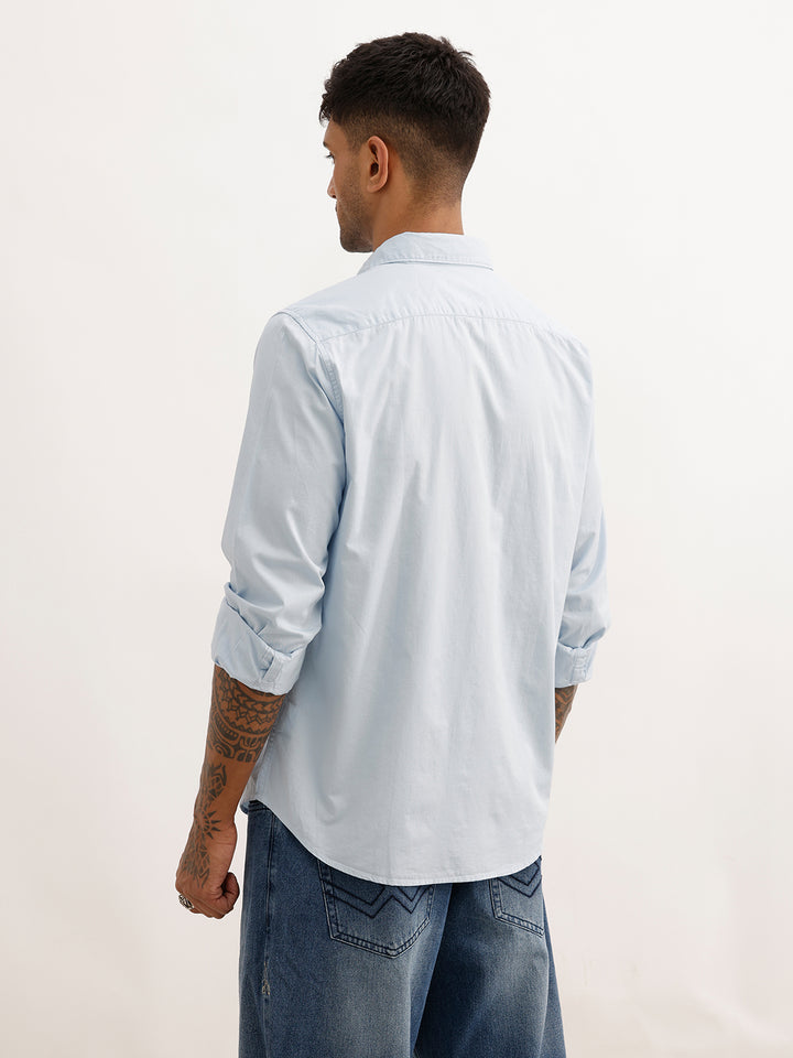 Solid Slim Fit Full Sleeve Shirt | Light Blue