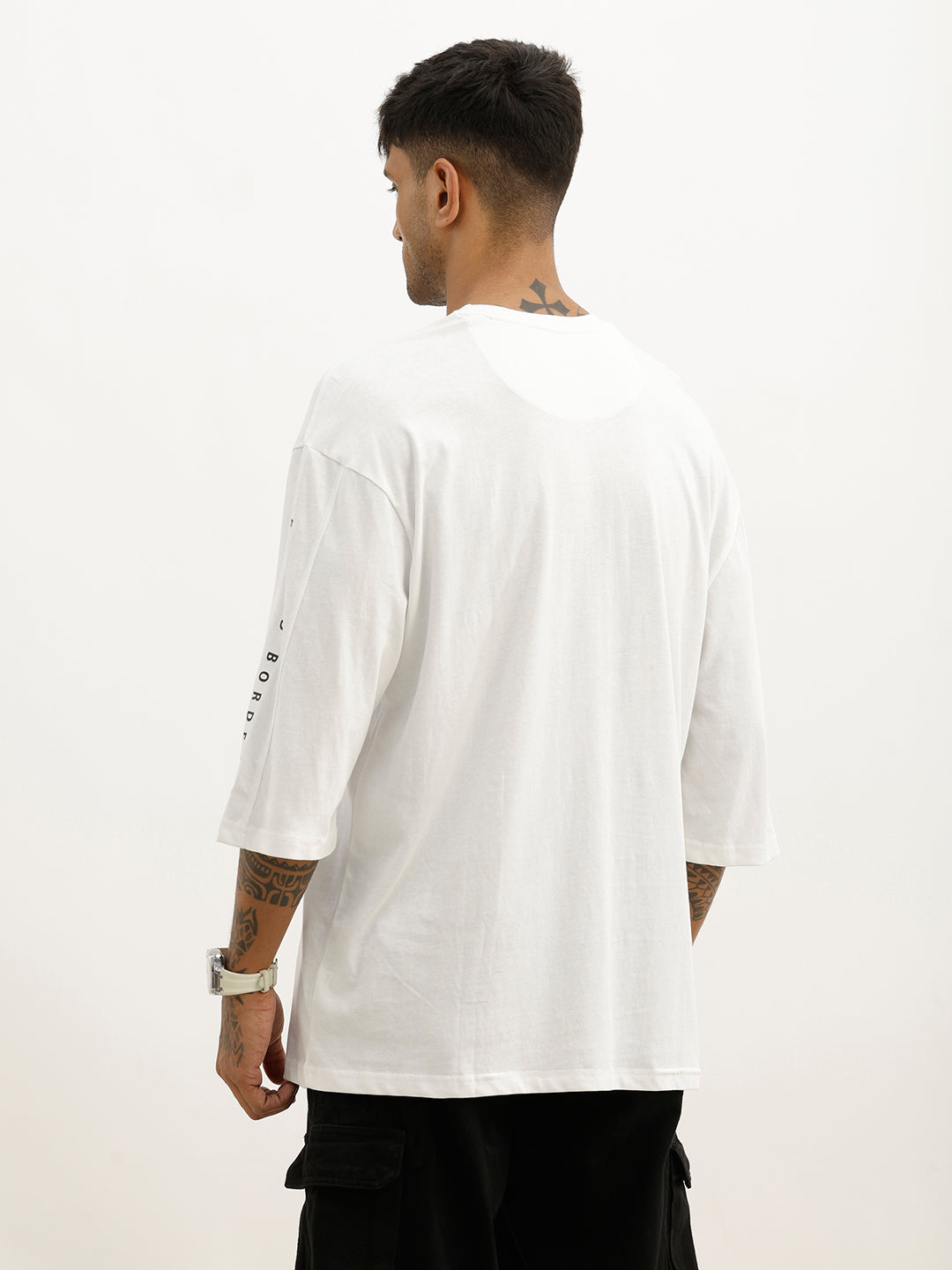Classic Placement Printed 3/4 T-Shirt | White
