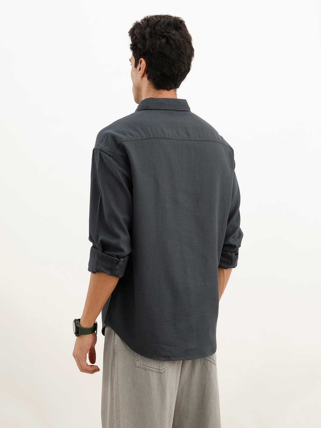 Solid Oversized Full Sleeve Shirt | Blue
