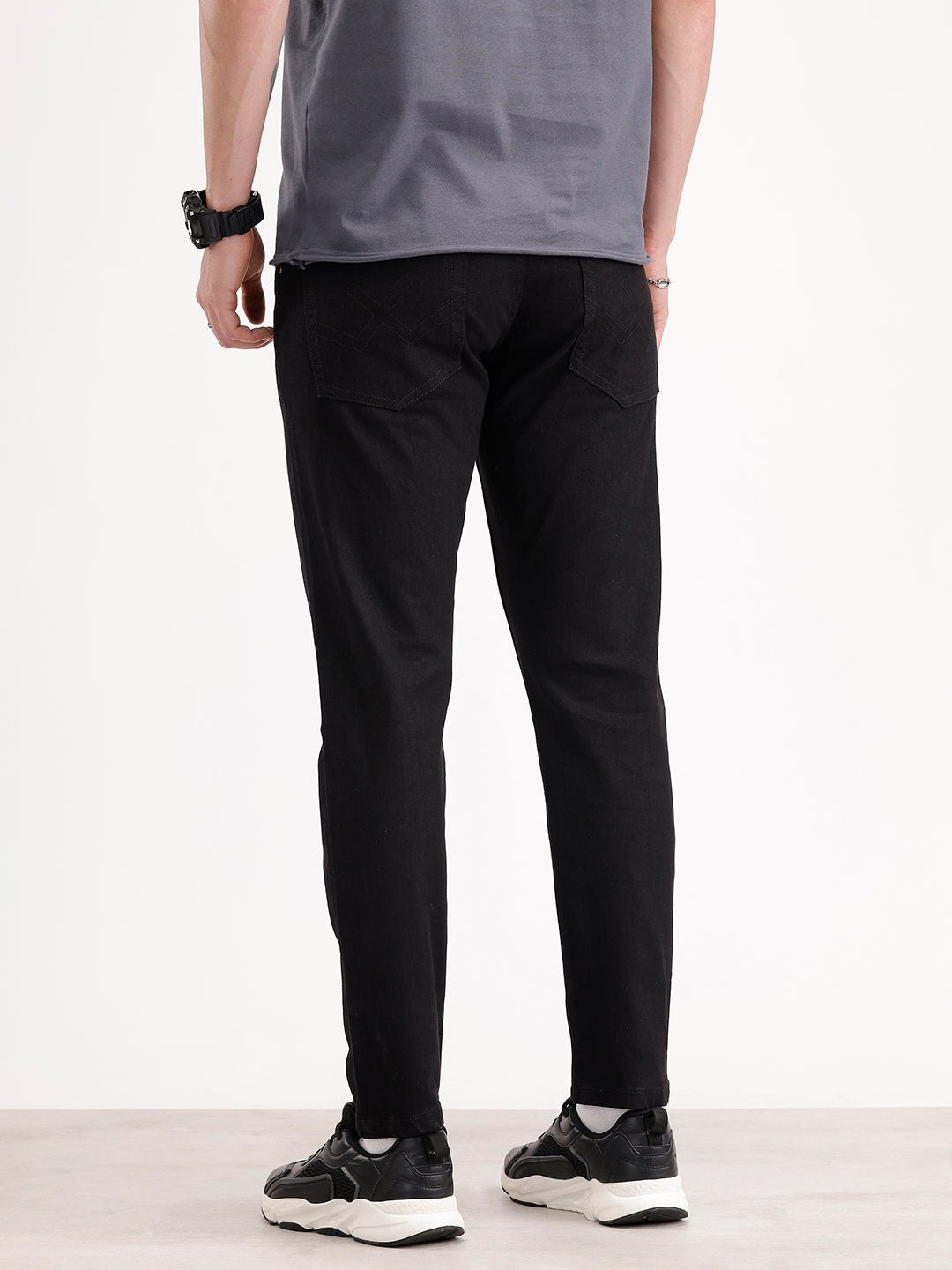 Solid Skinny Crop Denim Jeans | Black