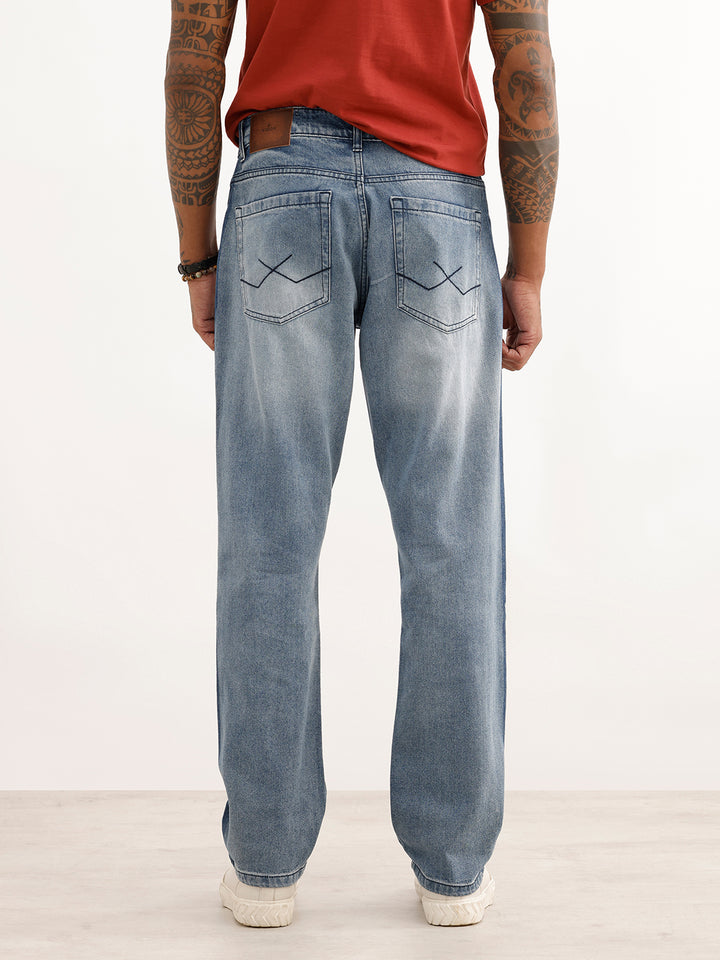 Faded Loose Fit Denim Jeans | Light Blue
