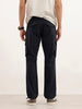 Solid Straight Fit Cargo Trouser | Navy Blue