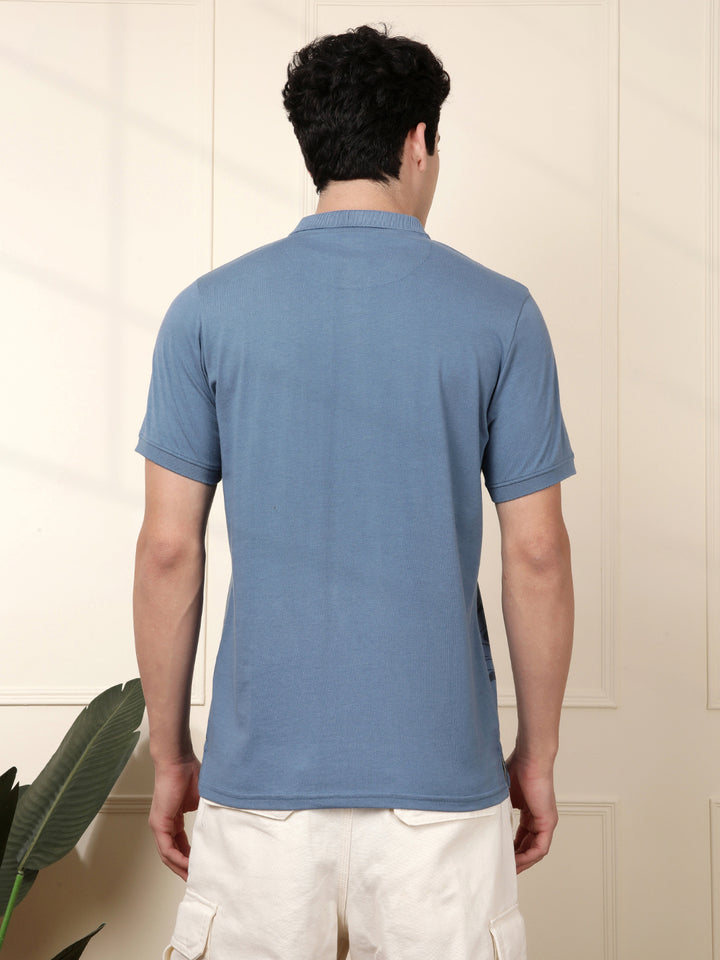 Blue Waves Printed Polo T-Shirt