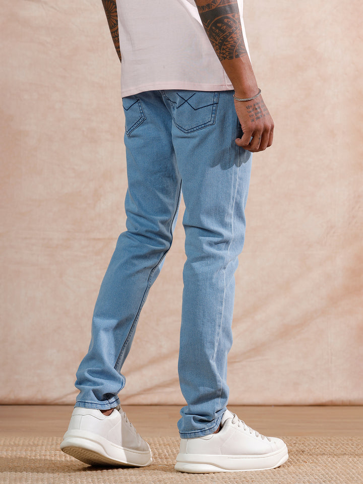 Solid Slim Fit Jeans | Light Blue