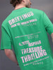 Distressed Printed Oversized T-Shirt | Green