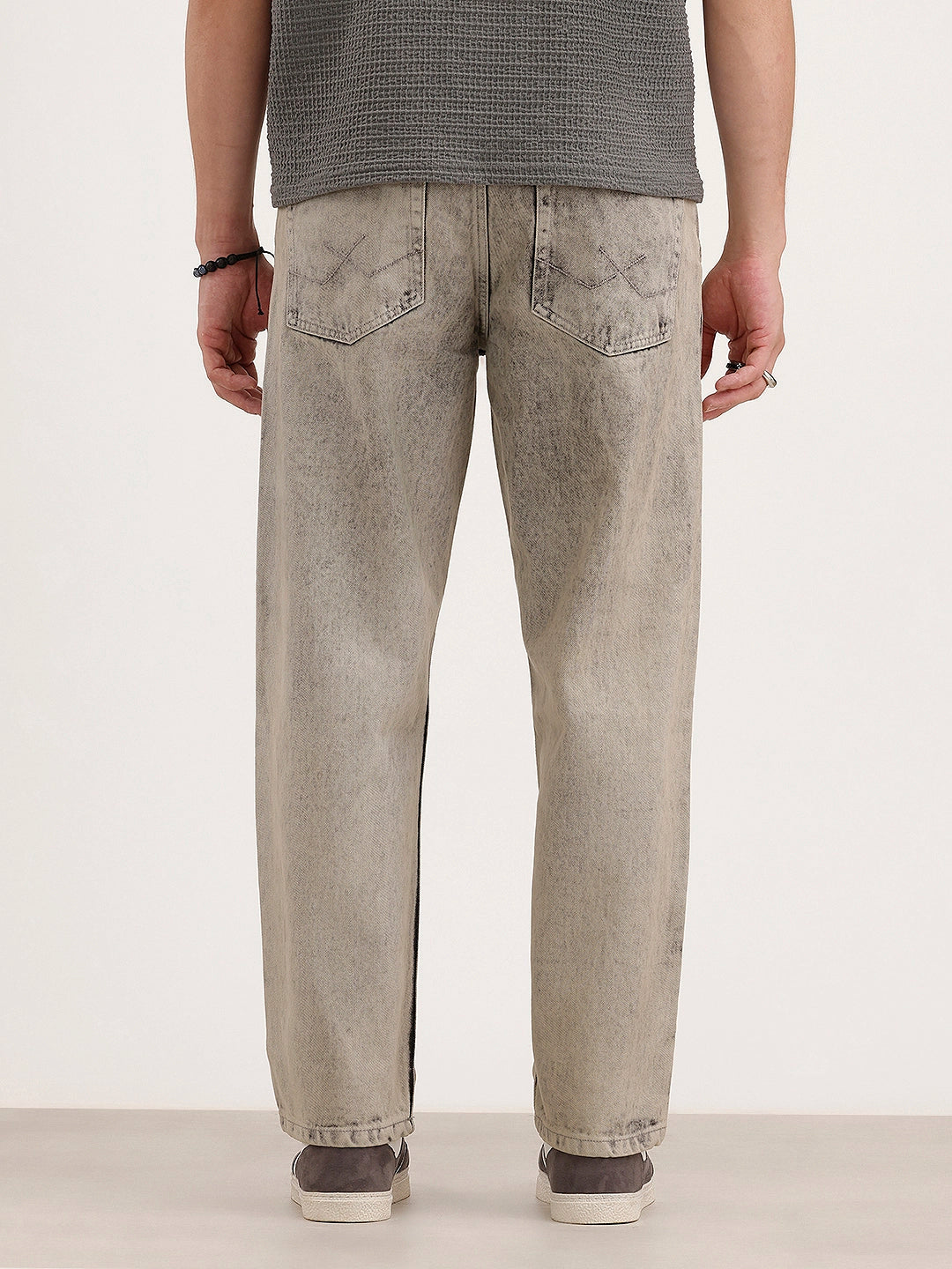 Loose Fit Pleated Denim Jeans | Grey