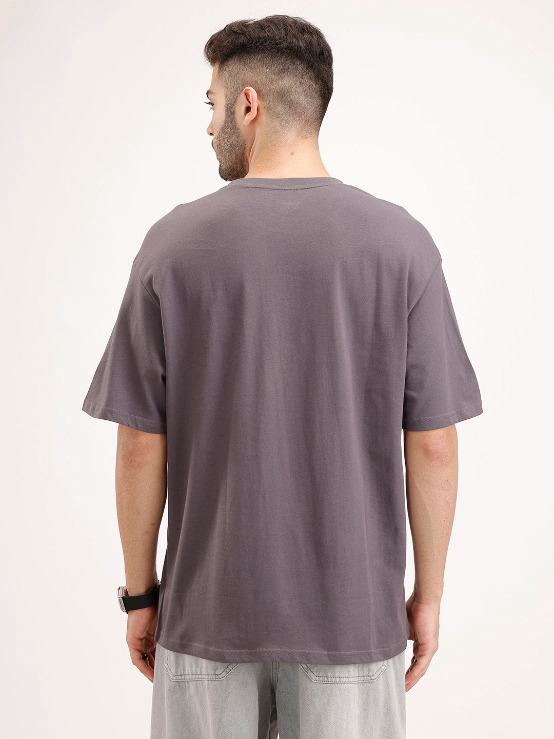 Oversized Cut & Sew Patch Tshirt | Dark Grey