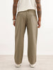 Solid Textured Loose Fit Trouser | Olive